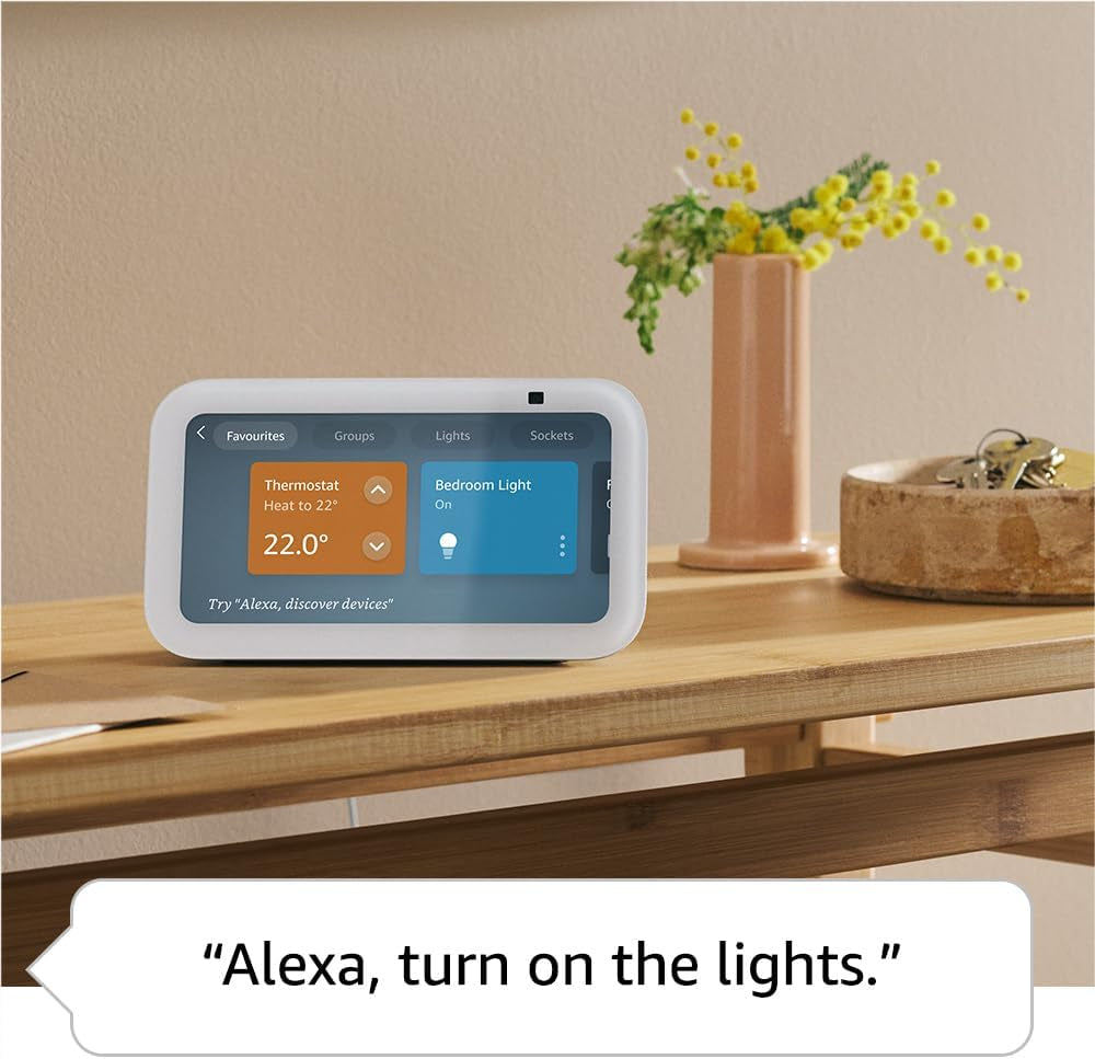 Echo Show 5 (Newest Gen) I Smart Display and Alarm Clock with Clearer Sound I Cloud Blue