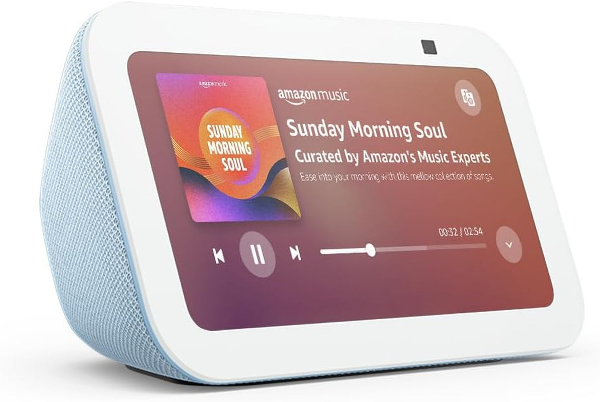 Echo Show 5 (Newest Gen) I Smart Display and Alarm Clock with Clearer Sound I Cloud Blue